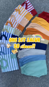 Setelan Baju Bayi Piyama Bayi Pendek Kancing Pundak Saku Kiri Usia 3-12 Bulan Almeera Baby and Kids