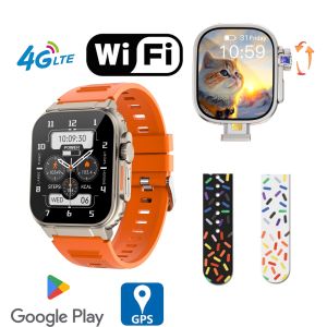 Đồng Hồ Thông Minh Android 4G WIFI Màn Hình AMOLED Cong 2.2 Inch Camera Xoay Theo Dõi Nhịp Tim Tương Thích Với Google Play