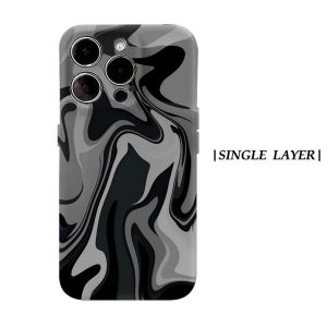 Potdemiel | Black White Swirl Design Phone Case for iPhone 17/16/15/14/13/12/11/18 pro Max plus - Double-Layer Back Cover Protection