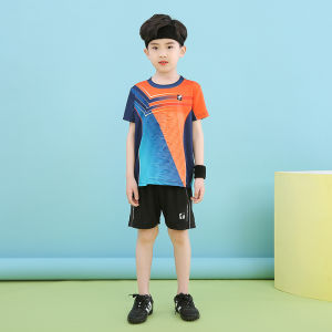 New Badminton Clothing Kids Mens and Womens Breathable Sweat Absorbing Tennis Table Tennis Quick-Drying Sportswear Short Sleeve Suit Printing Summer