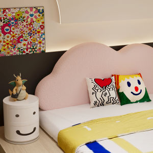 Princess Cloud Soft Cover Bedside Pillow Kids Removable Cover Sponge Filled Bedroom Decor Modern Minimalist Style Pure Color