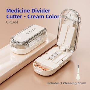 Portable Multi-Functional Pill Cutter One to Two Quartet Pill Splitter Grinding Medicine Tool Compact Size Easy to Carry