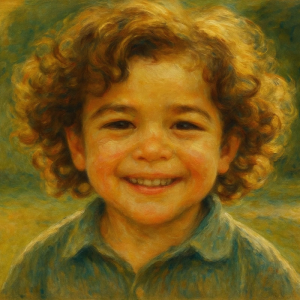 Tranh Nghệ thuật "Một Cậu Bé Tóc Xoăn" VIETSMART ART - Acrylic 45 x 60cm