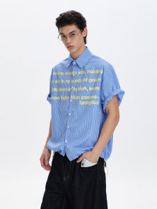 A PUEE | American Casual Contrasting Letter Print Polo Short Sleeve Shirt