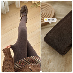 Gold Cotton Thickened Fleece Womens Leggings Socks Autumn Winter Warm Slimming Pantyhose Japanese Style Coffee Color