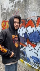 Hoodie Fake Smile Edition by Amnes Apparel jaket distro sweater - Hitam