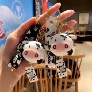 Malaysia Ready Stock✅ Cartoon Cow Doll Keychain Student Backpack Pendant Car Keychain Backpack Charm Keyring Key Chain