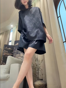 Casual Xiangyun Satin Set Women Summer 2025 New Korean Loose Design High-grade Embroidery Short Sleeve Shorts Two-piece Set