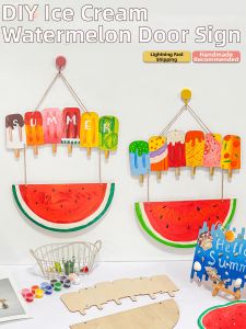 DIY Summer Watermelon Ice Cream Hanging Sign