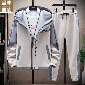Mens Fashion Hooded Jacket Set Casual Windproof Long Pants Two-Piece Suit Autumn Winter New Arrival Quality Clothing