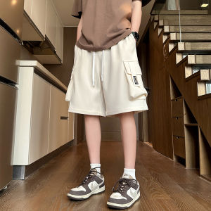 Retro Japanese Style Mens Shorts Summer New Trend Loose Fit Versatile Sports Five-Quarter Length Workwear Pants with Big Pockets