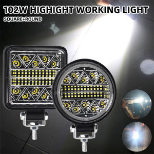 1/2pcs 102W Car Work Light 12V 24V Square Round LED light Bar For Jeep Truck Boat Tractor ATV Offroad 6000K White Super Bright