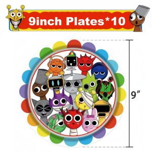 Hasbro | 61pcs Sprunki Birthday Party Decorations Set Game Tableware Tablecloth Plate Cup Balloon Cake Topper for Boys Girl Supplies