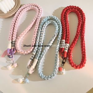Cute Ins Cartoon 3D Star Miffy Rabbit Phone Case Charm Weaved Nylon Durable Crossbody Long Rope Portable Female Style Side Body CCD