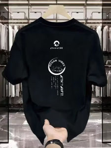 Áo Thun Nam Tay Ngắn Cotton Phong Cách Mỹ Mùa Hè Rộng Rãi Cổ Tròn in Họa Tiết Thường Ngày Thời Trang Áo Thun Tay Lửng