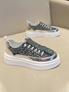 2024 Summer New Arrival Full Diamond One Slip-on Casual Shoes Accessible Luxury Hot Drilling Board Shoes Internet Hot Mens Fashion Shoes Lace-up