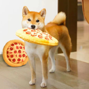 Dog Boring Toys Stuffed Pizza Bite-Resistant Molar Rod Self-Hi Sound Shiba Inu Bichon Small Size Dogs Accompany Pets