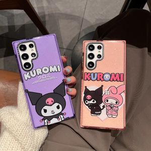 BlingBling Cute Cartoon Kuromi My Melody Shockproof Cases for Galaxy S24Ultra S23Ultra S22Ultra Phone Case for S24Plus S23Plus S22Plus Cellphone Cover for Samsung S24 S23 S22 Ultra Plus Protective Back Shell