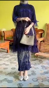 Set kebaya outer tille cantik mix plisket batik brukat kondangan wisuda bridesmaid kebaya modern mewah