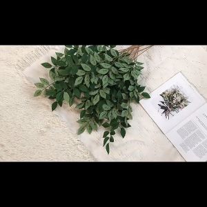 12pcs Artificial Banyan Leaves Greenery Stems Green Fake Plant 60cm Ficus Garland Spray Plants Faux