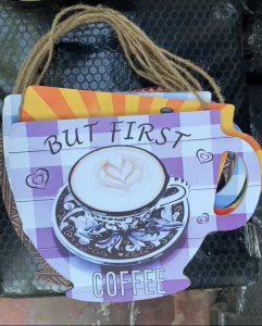 Vintage Coffee Cup Wooden Wall Decor | Freshly Ground Coffee Latte Sign | Rustic Kitchen & Cafe Shop Hanging Ornament Home Decor