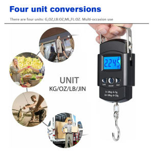 50KG/10G Portable Electronic Scale LCD Blue Light Display Weight Scale with Tape Measure Hook Household Portable Scale