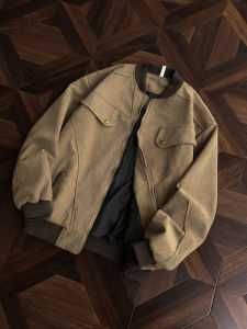 แจ็คเก็ตคอตตอนสีน้ำตาลสไตล์ฮาร์ลีย์ แจ็คเก็ตแบบสวมหัวสำหรับผู้ชาย แจ็คเก็ตแบบสวมหัวสไตล์ย้อนยุคแบบอเมริกัน แจ็คเก็ตแบบสวมหัวแบบลำลอง