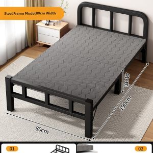 Foldable Iron Single Bed for Naps Home Use Simple Assembly