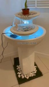 S115 White Feng Shui Water Fountain Pond Kolam Air Sandstone Garden Water Feature Balinese 风水流水喷泉瀑布池 Fish 2f