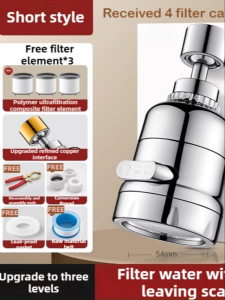 6 Layer Kitchen Faucet Filter Set 4PCS Filter Element Chlorine Removal Softening 360° Rotating Splash-Proof Universal Water Purifier