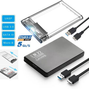 Congdi | Transparent HDD Case HDD Enclosure 5Gbps 2.5 Inch SSD SATA To USB 3.0 Type-C Adapter Portable External Hard Drive Box Tool-Free