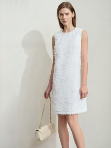 AMII | Elegant Summer Dress with Sequin and Ribbon Round Neck Fringe