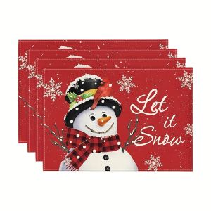 Bộ Thảm Trải Bàn Hình Cây Thông Noel Mùa Đông VIKAMA 4 Món Dành Cho Các Bữa Tiệc Và Buổi Tụ Họp Trang Trí Bàn Ăn