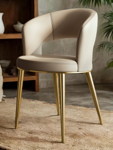 Luxury Leather Dining Chair Italian Style Home New Model Designer Comfortable Minimalist Restaurant Chair Backless Stool Stainless Steel