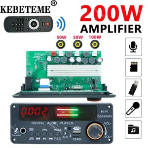 KEBETEME 200W Amplifier Bluetooth 5.3 MP3 Decoder Board Hands-free Car Wireless MP3 Player Mic USB TF FM Radio TWS Music Player