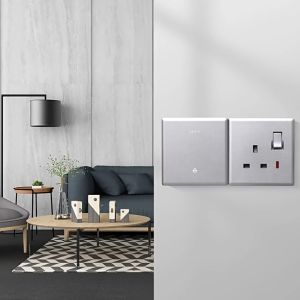 Vollia 1 2 3 4 Gang 1 2 3 Way Wall Switch for Light Outlet Socket for Wall 220V Electrical Switches and Outlets Universal Multiple Outlet Panel Board Modern Dimming Switch Off/on Lamp 3 Pin Plug Power Socket Outlet with USB and Type-c Port for House
