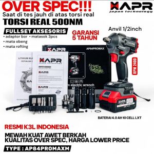 IMPACT WRENCH APR AP84 PROMAX+ 1000nm 1/2inch body kecil tenaga jumbo