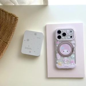 Sanrio | 360 ° Rotate Magnetic Stand Pink Chef Melody Phone Case For iphone 18 Pro Max 17 16 15 14 18Pro Wireless Charge Shockproof Cover