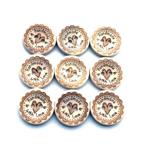 100PCS 20mm 8 Styles Hand-Carved Exquisite 2-Hole Love Pattern DIY Wooden Buttons Suitable For Sewing Accessories For Clothes