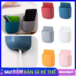 Kệ Điện Thoại Dán Tường Để Remote  Cắm Bút Có Khe Cắm Sạc Tiện Lợi -  Giá Đỡ Dán Tường Để Điện Thoại  Điều Khiểu  Ổ Cắm - Kệ Dán Tường Để Đồ Đa Năng - Khay Để Điều Khiển Remote Kiêm Giá Đỡ