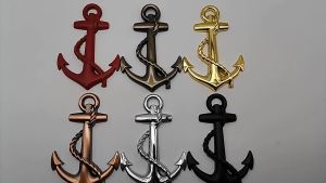 Emblem Besi Logo Jangkar Anchor Metal Logo Tempelan Body Mobil Stanlis Steel Anti Karat 8x5cm Bisa Ditempel Dimanapun Stiker Belakang Mobil Souvenir