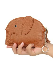 Mini Leather Coin Purse Womens Short Super Thin Simple Cute Mom Keychain Coin Bag Cowhide Handbag Functional Small Bag