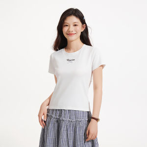 Hotwind | New 2026 Womens Bow-decorated Short-sleeve White T-shirt