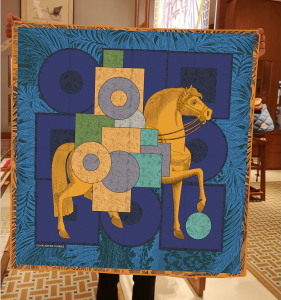 French Style Chain and Print Decorative Scarf 90x90cm
