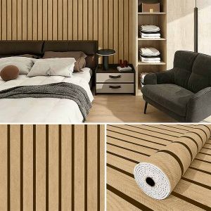 Wood Grain Wall Panel Self-Adhesive Wall Sticker Thickened And Durable PVC Wallpaper Suitable For Wall And Ceiling Renovation.