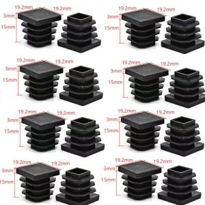 16PCS Black Square Plastic Pipe Plug Stopple Dust Plug Protective Cover Non-slip Mat Head End Cap Door Mat 13x13mm~25x25mm