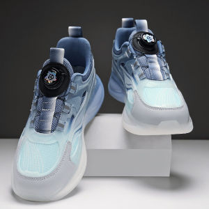 Lightweight Shock Absorption Running Shoes for Boys Middle Large Children Sports Shoes Summer New Rotation Button Design