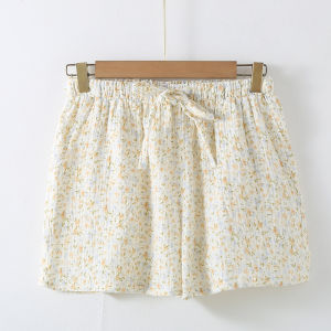 Pure Cotton Gauze Shorts Women Summer Sleepwear Sweet Colorful Polka Dot Loose Bubble Cotton Thin Home Pants Can Be Worn outside