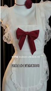 LINA GIRL ชุดแม่บ้าน ชุดผ้ากันเปื้อน ชุดสีขาว 💘 ผูกโบว์ใหญ่ด้านหลัง โชว์ผิว LN-297