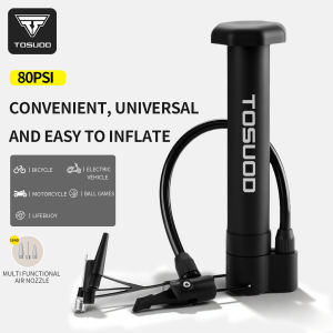 TOSUOD Bicycle Air Pump Portable 80PSI Motorcycle Tires Air Pump PVC Built-In Steel Pipe Multifunction Manual Air Pump